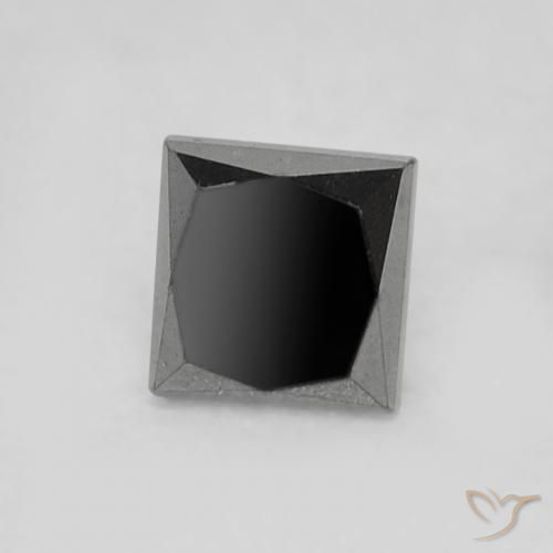 Diamante Negro natural de 0.22 ct, Cuadrado, Opaco