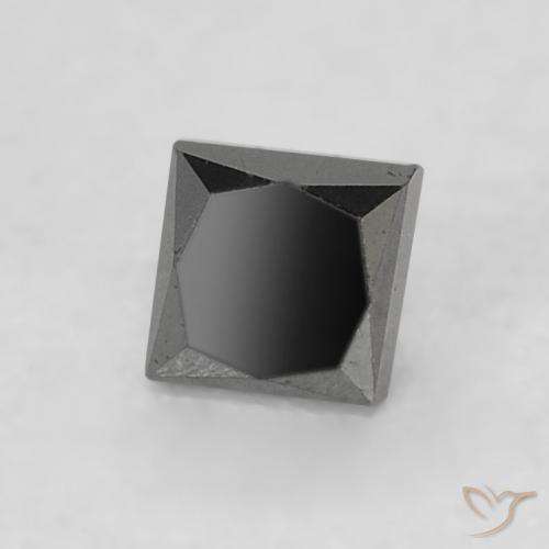 Diamante Negro natural de 0.15 ct, Cuadrado, Opaco
