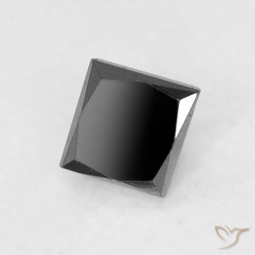 Diamante Negro natural de 0.12 ct, Cuadrado, Opaco