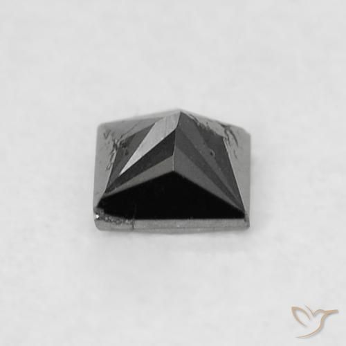 Diamante Negro natural de 0.12 ct, Cuadrado, Opaco