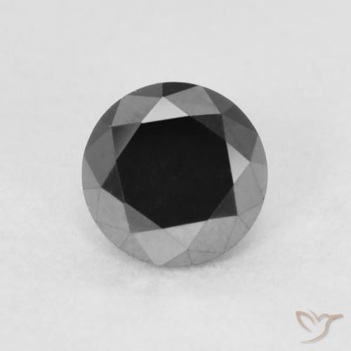 0.22ct Natural Negro Diamante, Redondo, Opaco