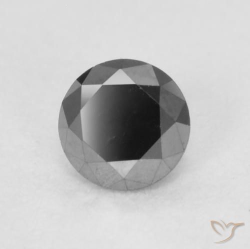 Diamante Negro natural de 0.22 ct, Redondo, Opaco