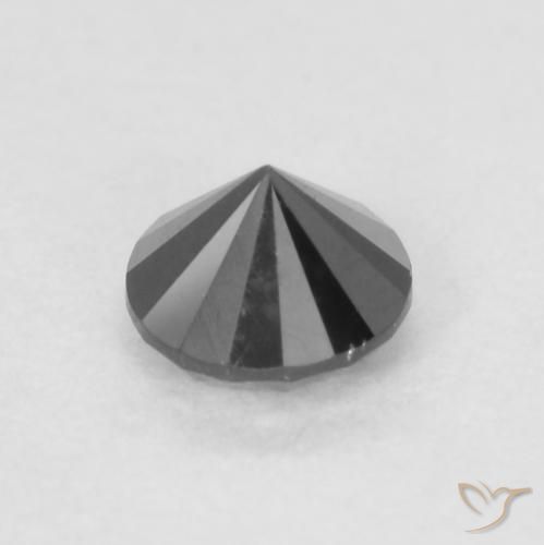 Diamante Negro natural de 0.22 ct, Redondo, Opaco