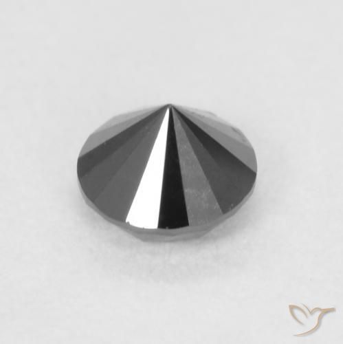 Diamante Negro natural de 0.22 ct, Redondo, Opaco