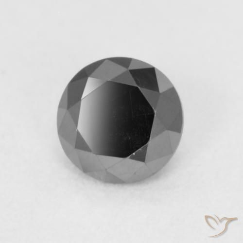 Diamante Negro natural de 0.20 ct, Redondo, Opaco