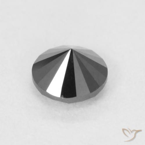 Diamante Negro natural de 0.20 ct, Redondo, Opaco