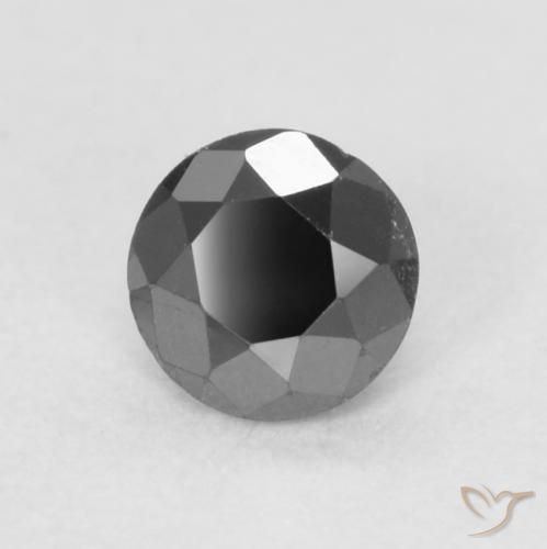 0.21ct Natural Negro Diamante, Redondo, Opaco