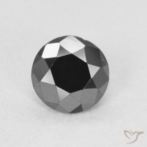 Diamante Negro natural de 0.21 ct, Redondo, Opaco