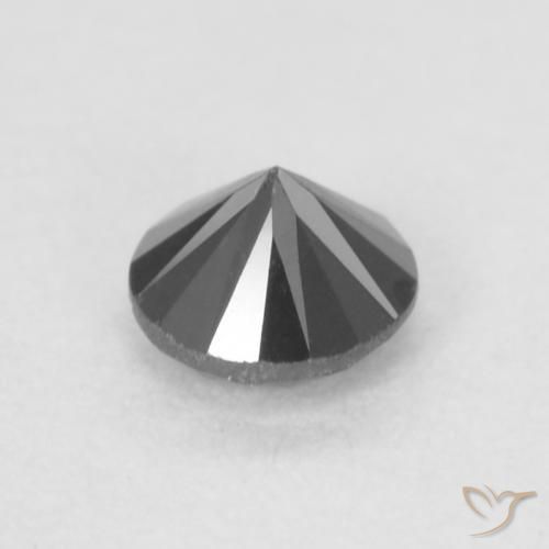 Diamante Negro natural de 0.21 ct, Redondo, Opaco