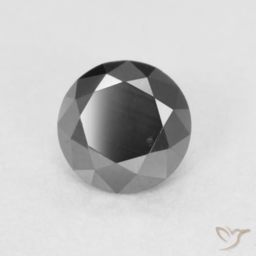 Diamante Negro natural de 0.20 ct, Redondo, Opaco