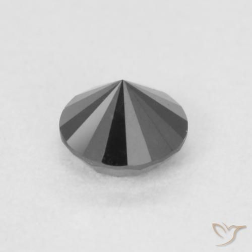 Diamante Negro natural de 0.20 ct, Redondo, Opaco