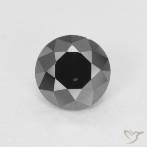 0.21ct Natural Negro Diamante, Redondo, Opaco