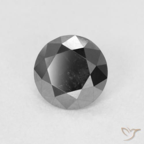 Diamante Negro natural de 0.17 ct, Redondo, Opaco