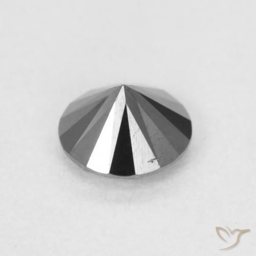 Diamante Negro natural de 0.17 ct, Redondo, Opaco