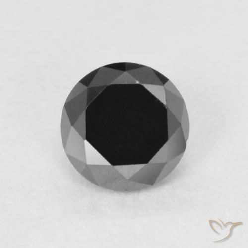 0.22ct Natural Negro Diamante, Redondo, Opaco