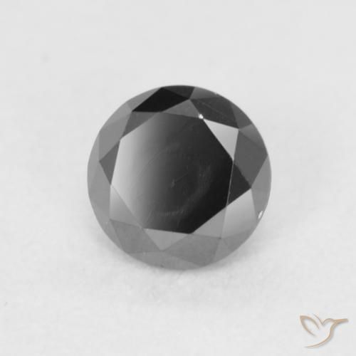 Diamante Negro natural de 0.22 ct, Redondo, Opaco