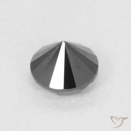 Diamante Negro natural de 0.22 ct, Redondo, Opaco