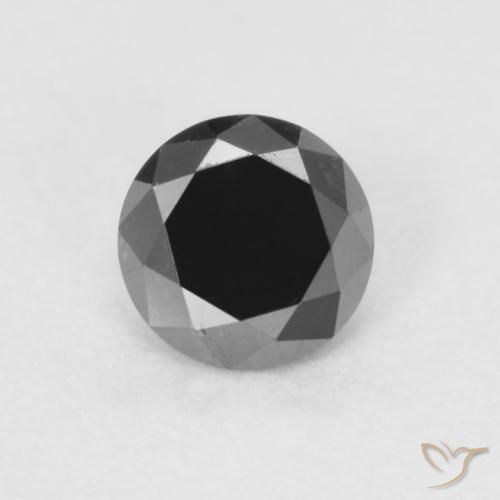 0.21ct Natural Negro Diamante, Redondo, Opaco
