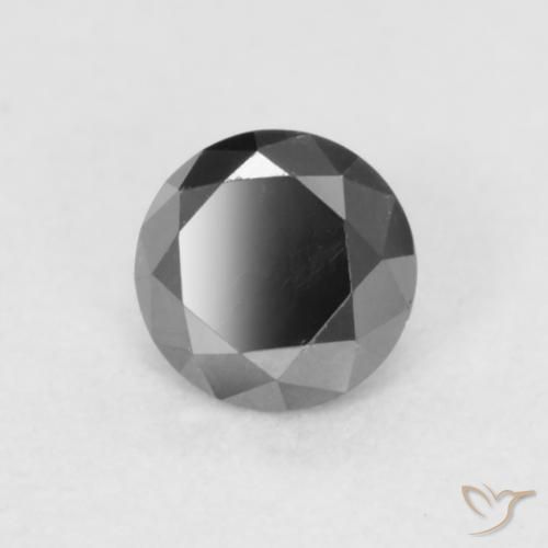 Diamante Negro natural de 0.21 ct, Redondo, Opaco