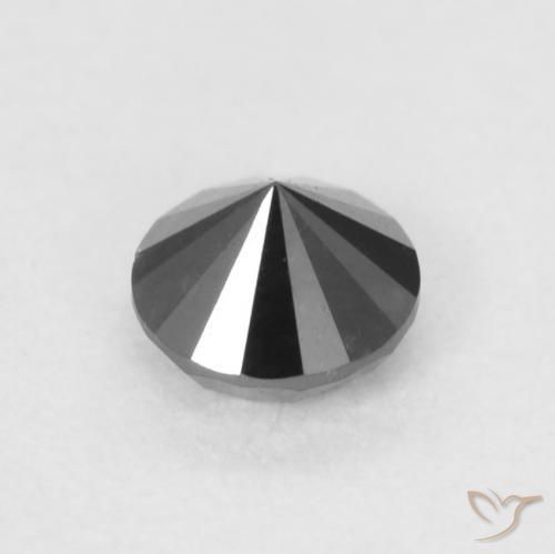 Diamante Negro natural de 0.21 ct, Redondo, Opaco