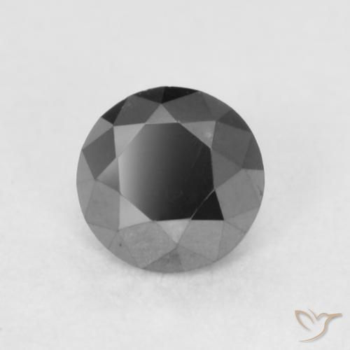 Diamante Negro natural de 0.23 ct, Redondo, Opaco