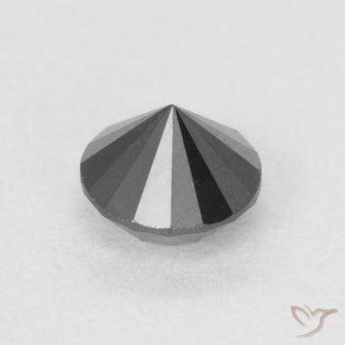 Diamante Negro natural de 0.23 ct, Redondo, Opaco