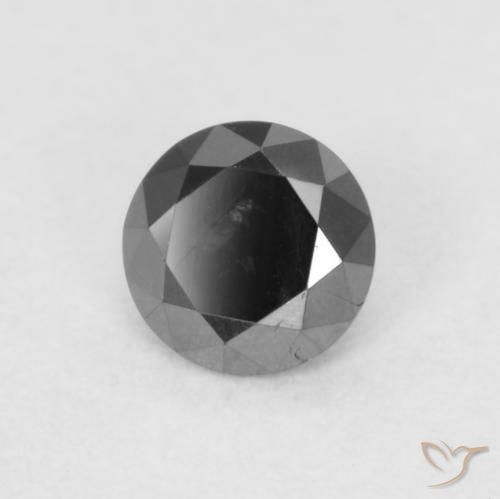 Diamante Negro natural de 0.18 ct, Redondo, Opaco