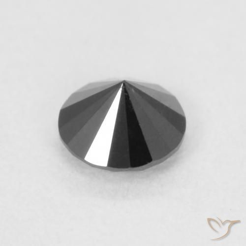 Diamante Negro natural de 0.18 ct, Redondo, Opaco