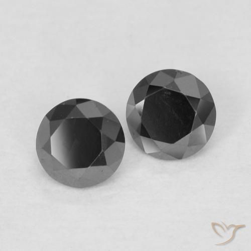 Gemas de Diamante Negro natural de 0.24 ct, Redondo, Opaco