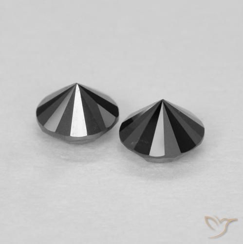 Gemas de Diamante Negro natural de 0.24 ct, Redondo, Opaco