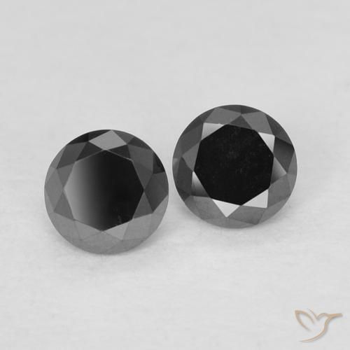 Gemas de Diamante Negro natural de 0.25 ct, Redondo, Opaco