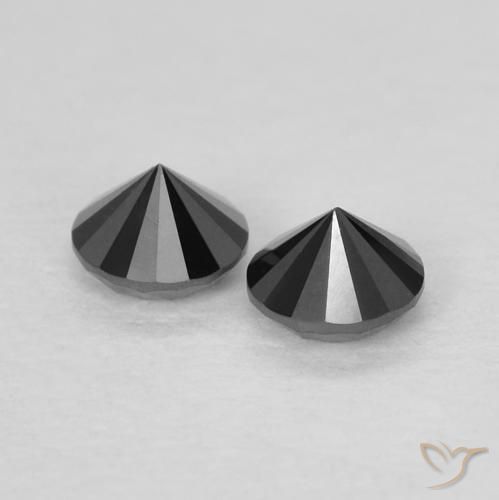Gemas de Diamante Negro natural de 0.25 ct, Redondo, Opaco