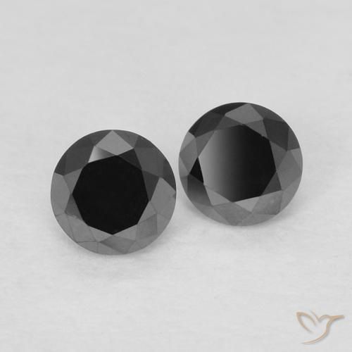 Gemas de Diamante Negro natural de 0.27 ct, Redondo, Opaco