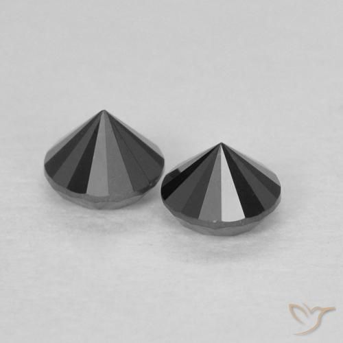 Gemas de Diamante Negro natural de 0.27 ct, Redondo, Opaco