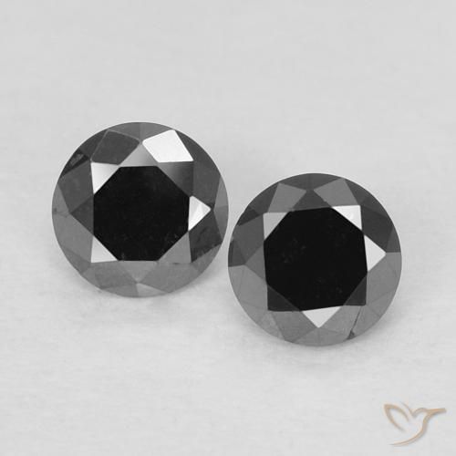 0.26ctw Natural Negro Diamante, Redondo, Opaco