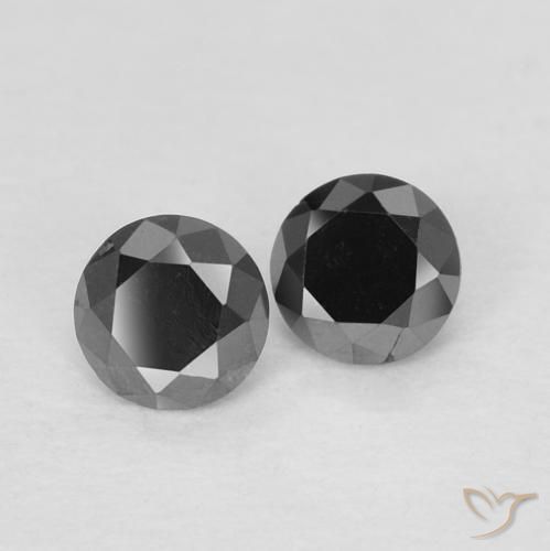 Gemas de Diamante Negro natural de 0.26 ct, Redondo, Opaco