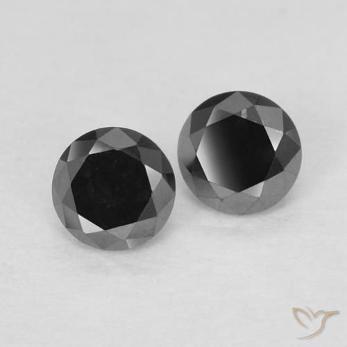 Gemas de Diamante Negro natural de 0.27 ct, Redondo, Opaco