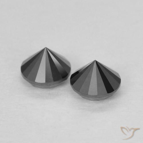 Gemas de Diamante Negro natural de 0.27 ct, Redondo, Opaco