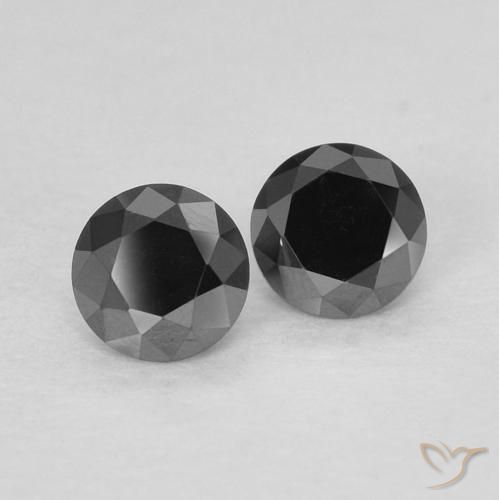 Gemas de Diamante Negro natural de 0.27 ct, Redondo, Opaco