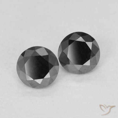 Gemas de Diamante Negro natural de 0.29 ct, Redondo, Opaco