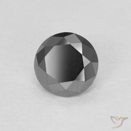 Diamante Negro natural de 0.22 ct, Redondo, Opaco