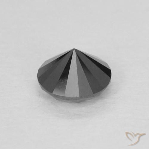 Diamante Negro natural de 0.22 ct, Redondo, Opaco