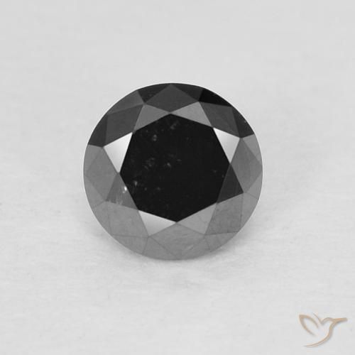 0.22ct Natural Negro Diamante, Redondo, Opaco