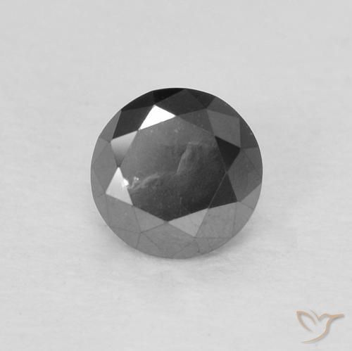 Diamante Negro natural de 0.22 ct, Redondo, Opaco