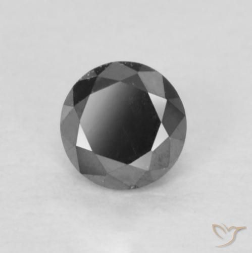 Diamante Negro natural de 0.15 ct, Redondo, Opaco