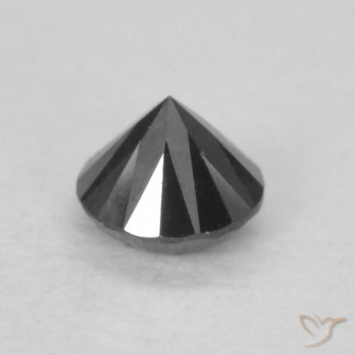 Diamante Negro natural de 0.15 ct, Redondo, Opaco