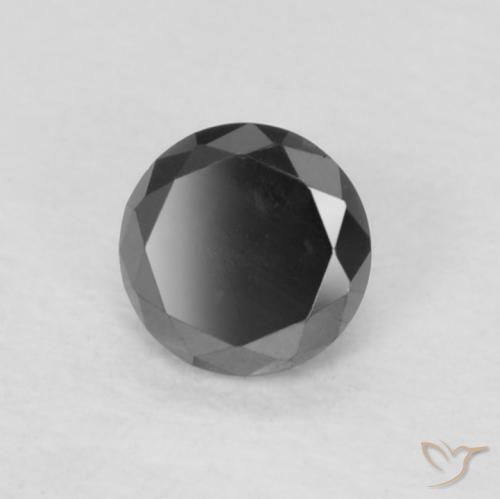 Diamante Negro natural de 0.15 ct, Redondo, Opaco