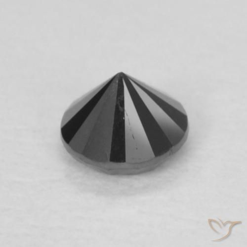 Diamante Negro natural de 0.15 ct, Redondo, Opaco