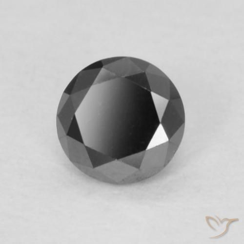 Diamante Negro natural de 0.14 ct, Redondo, Opaco