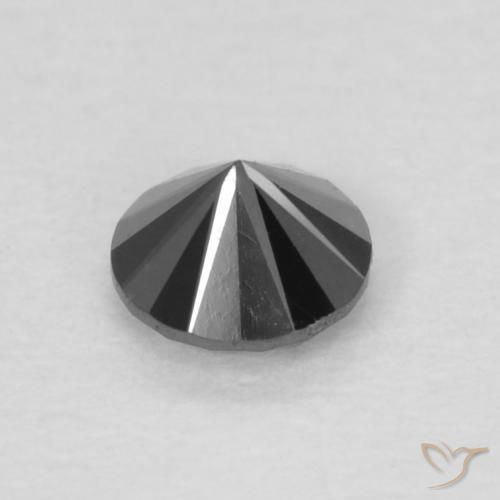 Diamante Negro natural de 0.14 ct, Redondo, Opaco